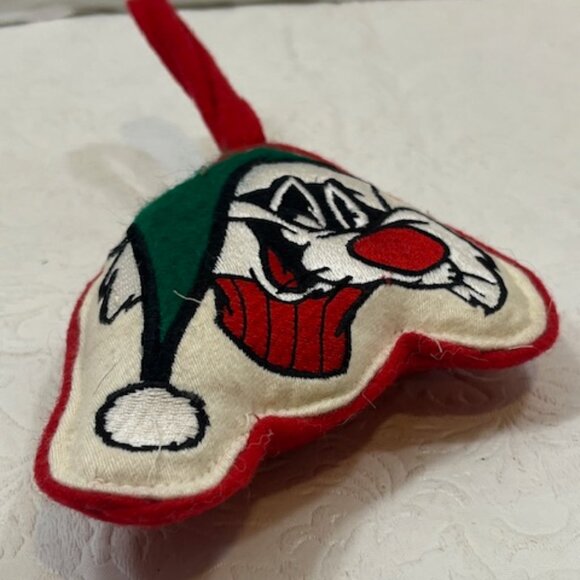 VTG Sylvester Looney Tunes Warner Brothers 1993 Plush Fabric Christmas Ornament - Picture 3 of 7